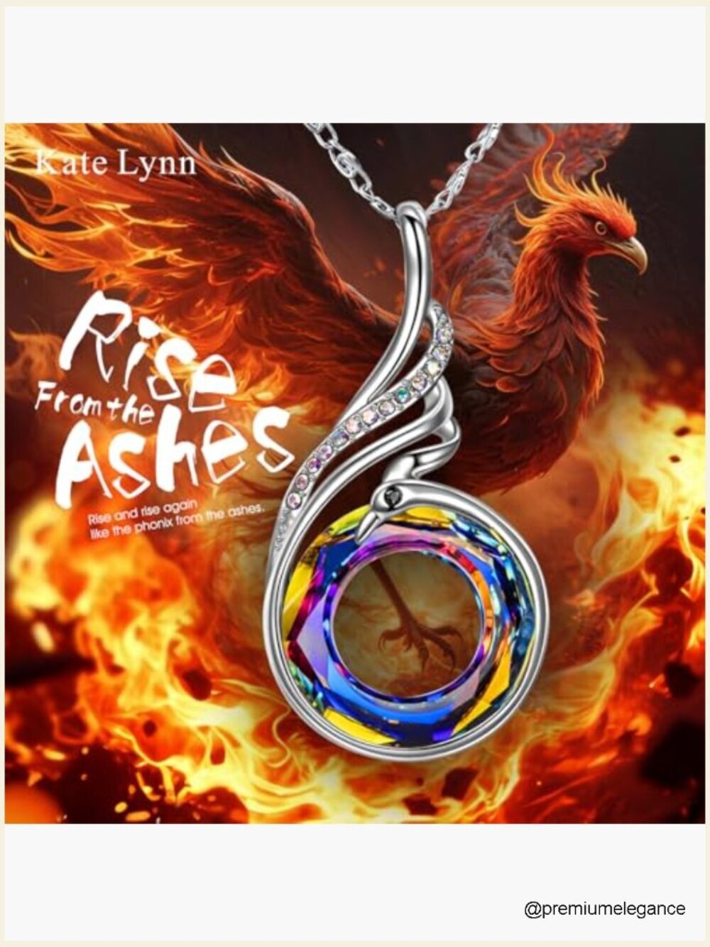 Rise From the Ashes Phoenix Necklace with Austrian Crystals, 18" Chain - Picture 2 of 7